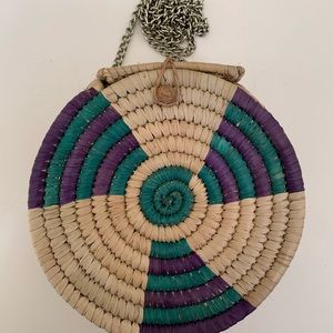 Round Rafia Handbag Purse by Vangel